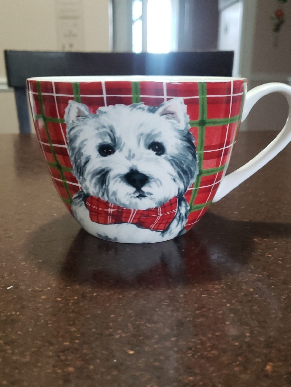 Westie Dog Portobello by Design Coffee Mug Christmas Red Green Plaid Bone China